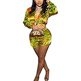 Doweha Women's Summer Two Piece Outfits Lounge Sets Short Sleeve Button Down Crop Top High Waisted Casual Shorts with Pockets