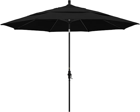 Amazon Com California Umbrella 11 Round Aluminum Market Umbrella Crank Lift Collar Tilt Black Pole Sunbrella Black Patio Umbrellas Garden Outdoor