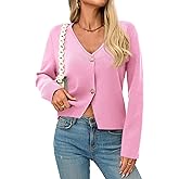 Saodimallsu Womens V Neck Cardigans Long Sleeve Button Down Cropped Knit Trendy Front Slit Dressy Casual Fall Sweater Blazers