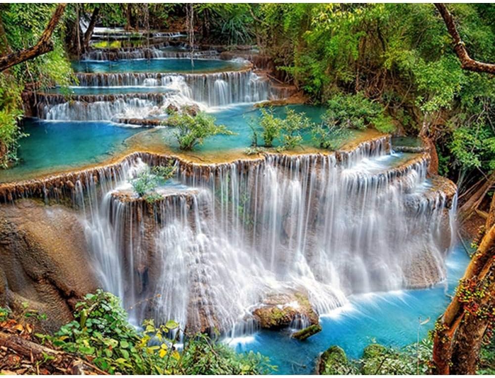 Dtdsht 5D DIY Mosaic Full Round Full Square Diamond Painting Beautiful spectacular waterfall scenerye Cross Stitch Embroidery Home Craft Decoration(15.8x19.7inch)