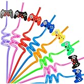 24Pcs Video Game Party Favors Straws Gamer Birthday Gift Drinking Straws Reuseable Game Straws for Teen Game on Birthday Party Goodie Bag Filler Stuffers