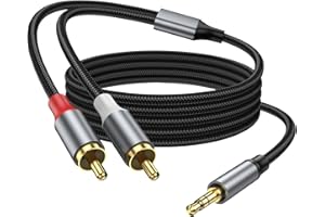KAYQINHO RCA to 3.5mm AUX Cable, 10FT Gold Plated 3.5mm Male to 2RCA Male Stereo Audio Splitter Cord for Smartphones MP3, Tab