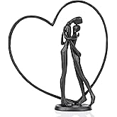 suruim Anniversary Iron Sculpture Gift Iron Couple Statue - Heart Sculpture Love for Her, Romantic Valentines Day Gifts for Her