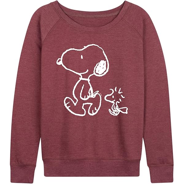 Peanuts Snoopy Ladies Front & Back Graphic Sweatshirt Red at