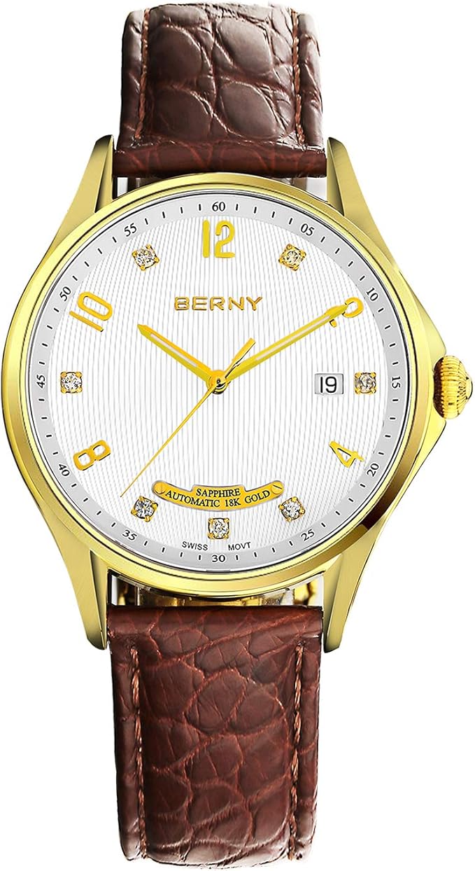 Amazon.com: Berny Mens Watches 18k Gold Swiss Movement Automatic Watch