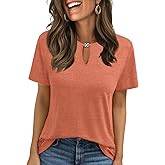 KILISU Womens Summer Tops Cutout Fashion Short Sleeve Cute Casual T Shirts Trendy 2026