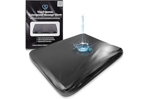 EROTICGEL Black Vinyl Queen Waterproof Fitted Massage Bed Sheet with Side Pocket | Mattress Protector, Bed Cover for Nuru Massage - Oil, Water-Based, Silicone Safe | 60'' x 80'' + 14'' Deep Pocket