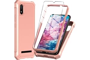 Mocotto for Cloud Mobile Stratus C8 Phone Case with Tempered Glass Screen Protector,Slim Soft Silicone Full-Body Protective Cover (Cloud Mobile Stratus C8,Rose Gold)