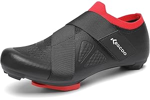 KESCOO Unisex Cycling Shoes Compatible with Peloton Bike & SPD Indoor Outdoor Road Bike Cycling Shoe for Men Women, 1 Hook and Loop Strap, with Delta Cleats