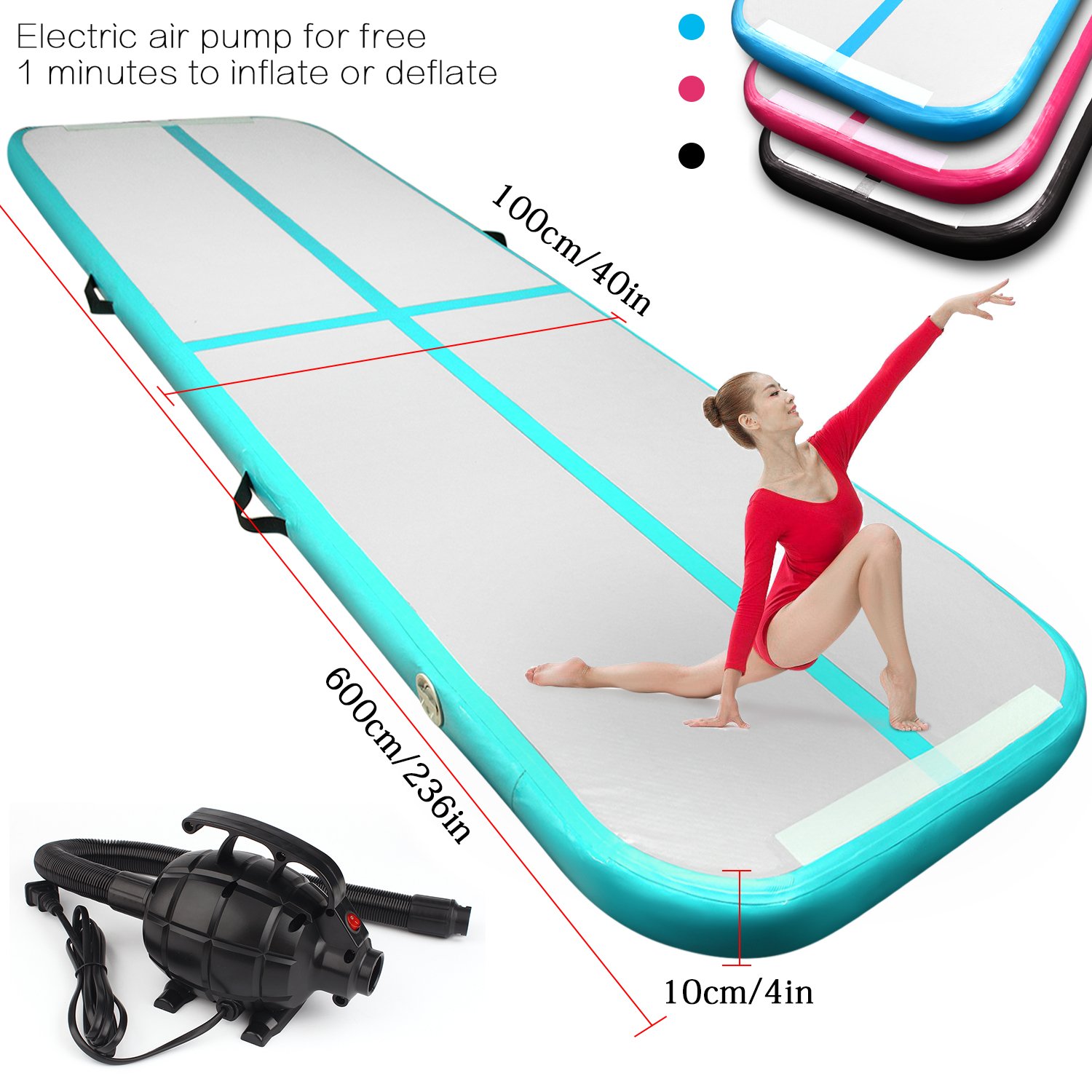 FBSPORT 9.84ft/13.12ft/16.4ft/19.68ft/3.28ft air Track Tumbling mat