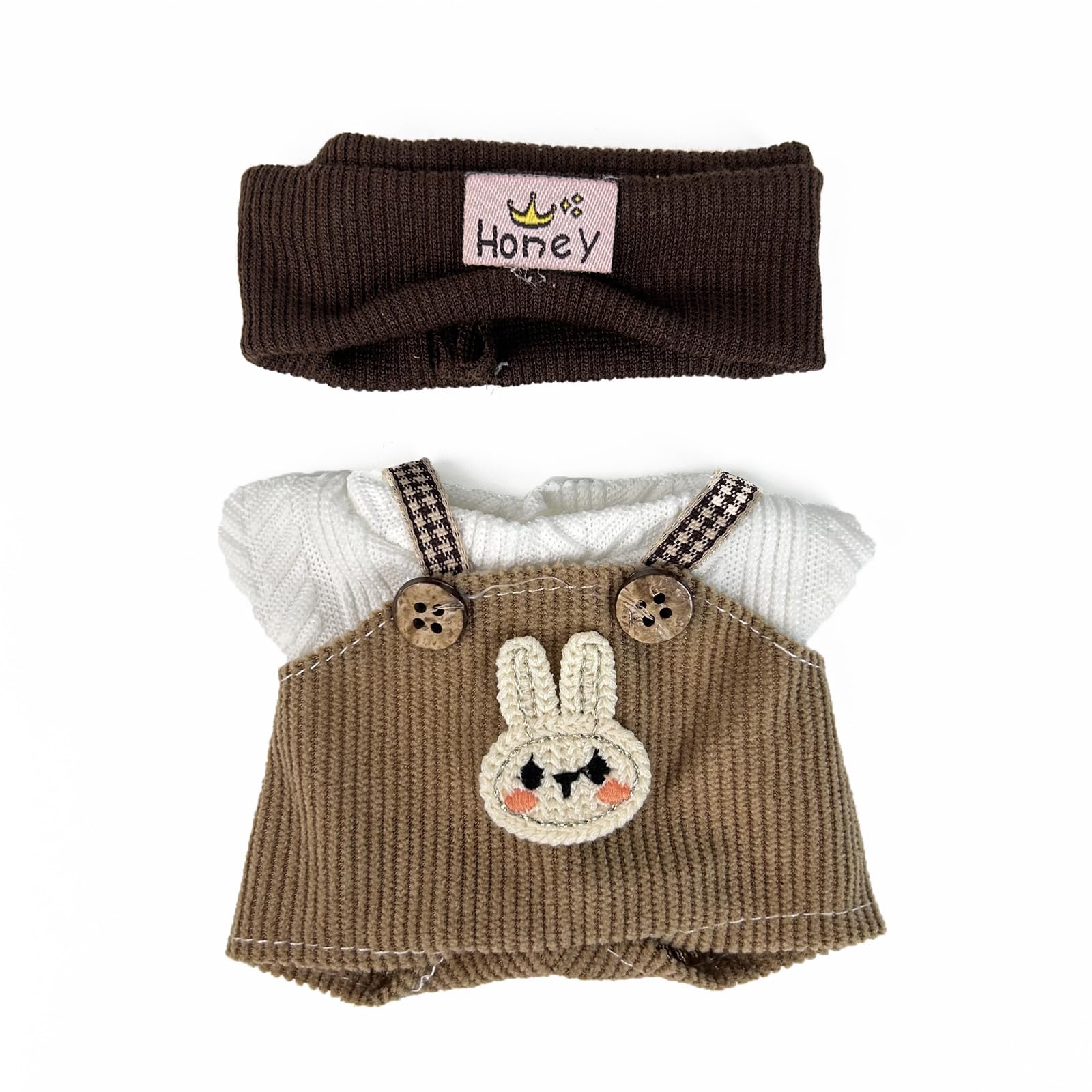 Photo 1 of 17cm Doll Clothes(NO Doll), Cute Dolls Outfit Accessories with Hat + Sweater + Suspenders Pants + Shoes, Small Kawaii Clothes Set for Dolls(Style 3)