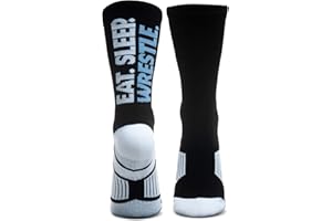 ChalkTalkSPORTS Wrestling Performance Crew Socks - Eat Sleep Wrestle - Youth & Adult - Wrestling Mid-Calf Socks
