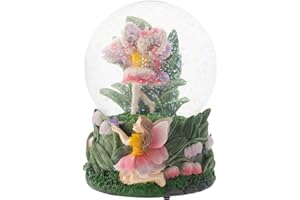 Elanze Designs Bell Flower Fairy Friends 100MM Sturdy Wind Up Musical Glitter Water Snow Globe Tabletop Dresser Nightstand Figurine Decoration Plays Tune You are My Sunshine