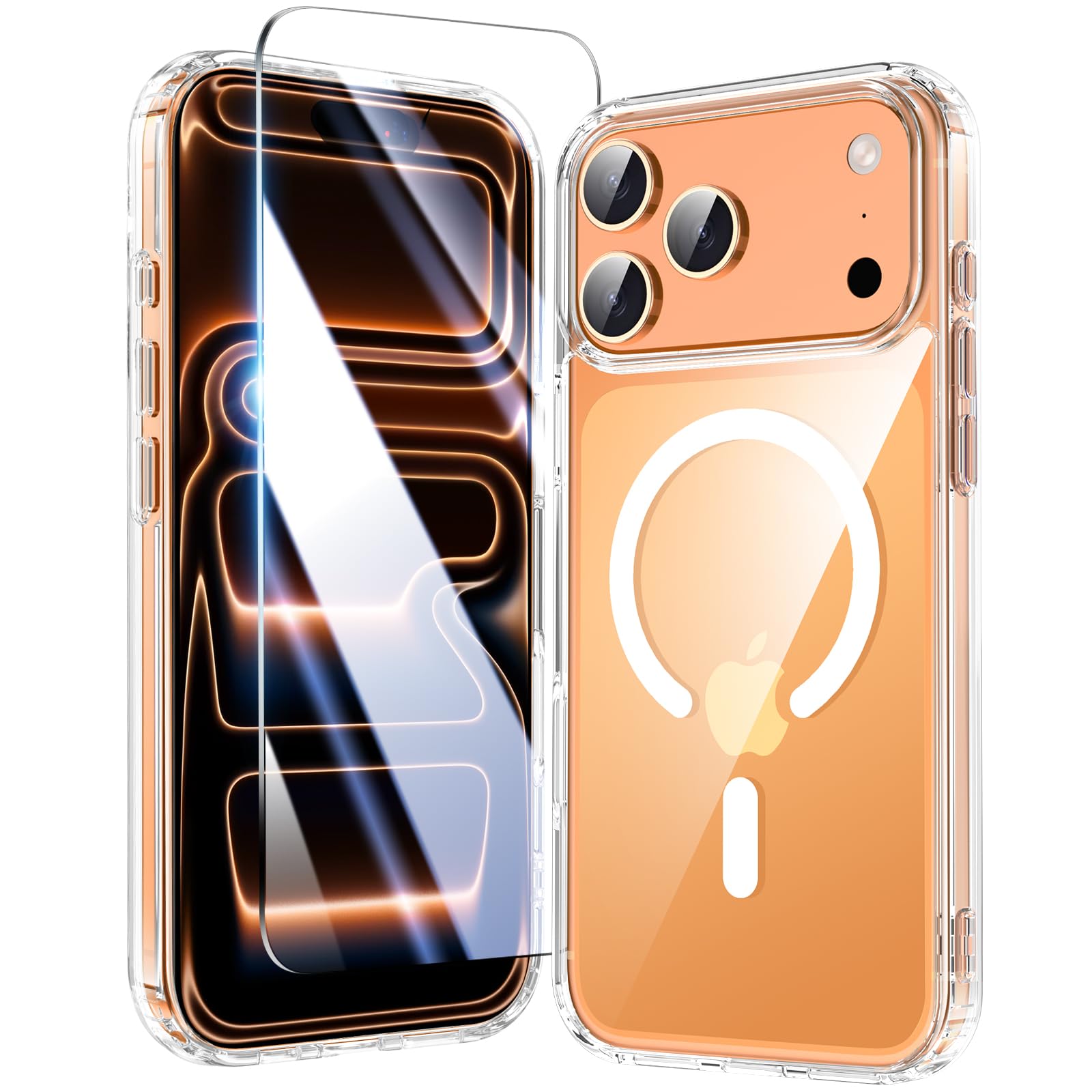 Photo 1 of Astter for iPhone 17 Pro Max Case Clear,Magnetic iPhone 17 ProMax Case with Screen Protector [Non-Yellowing] Shockproof Compatible with MagSafe Slim Phone Case for 17 Pro Max Cover-Transparen