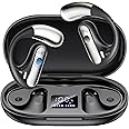Open Ear Bluetooth 5.4 Earbuds, 2024 Wireless Headphones Sport Over Earphones Built-in Mic with Ear Hooks 50H Playtime Ear Buds LED Display Charging Case, Waterproof Design for Running Fitness, Black