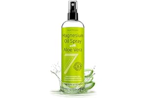Seven Minerals, Magnesium Oil Spray with Aloe Vera - Less Itchy - Use as Magnesium Spray Deodorant - Made in USA - Get Healthy Hair & Skin and Sleep Better - Free eBook Included (Big 12 oz)