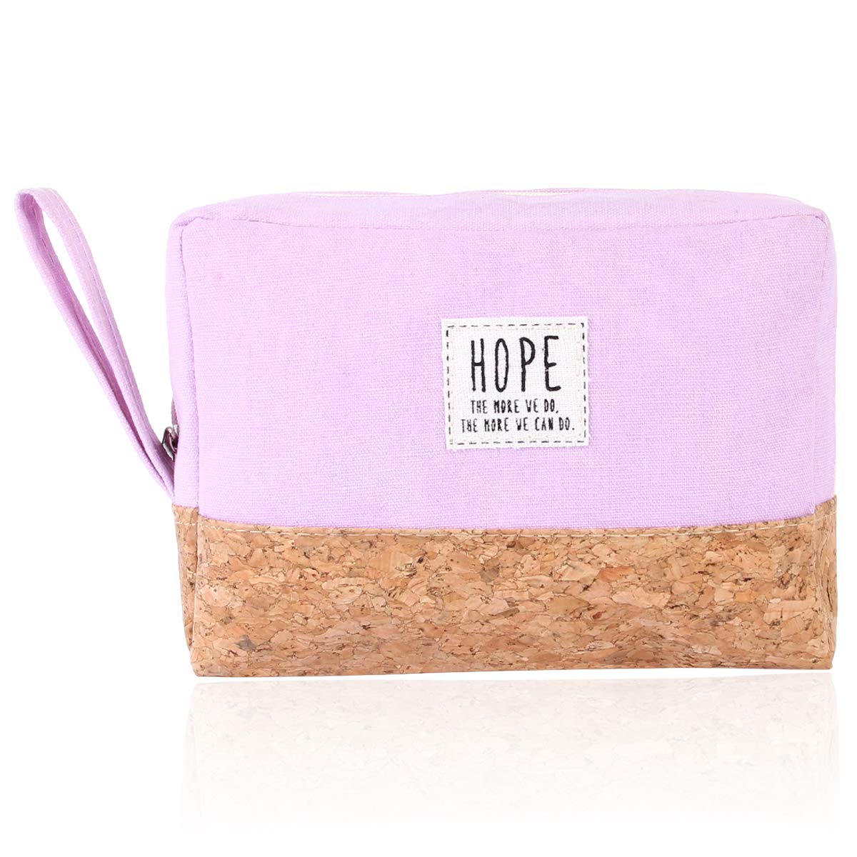 Portable Travel Clutch Cosmetic Makeup Pouch Bag - Toiletry Organizer Purse Wristlet Stripe, Floral, Plaid, Cork (Hope - Lavender)