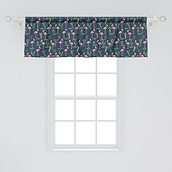 Ambesonne Dark Pink Window Valance, Tropical