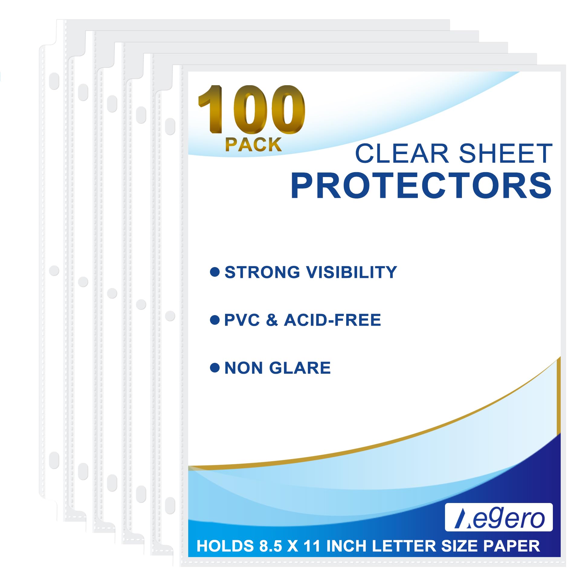 Photo 1 of 100 Pack Clear Sheet Protectors, 8.5 x 11 inch Page Protectors for 3 Ring Binder,Top Loading Paper Protector for Documents and Photos,Letter Size