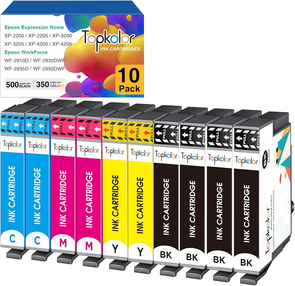 Topkolor 604XL Replacement 10 Pack Compatible with Epson XP XP-2200 3200 4200
