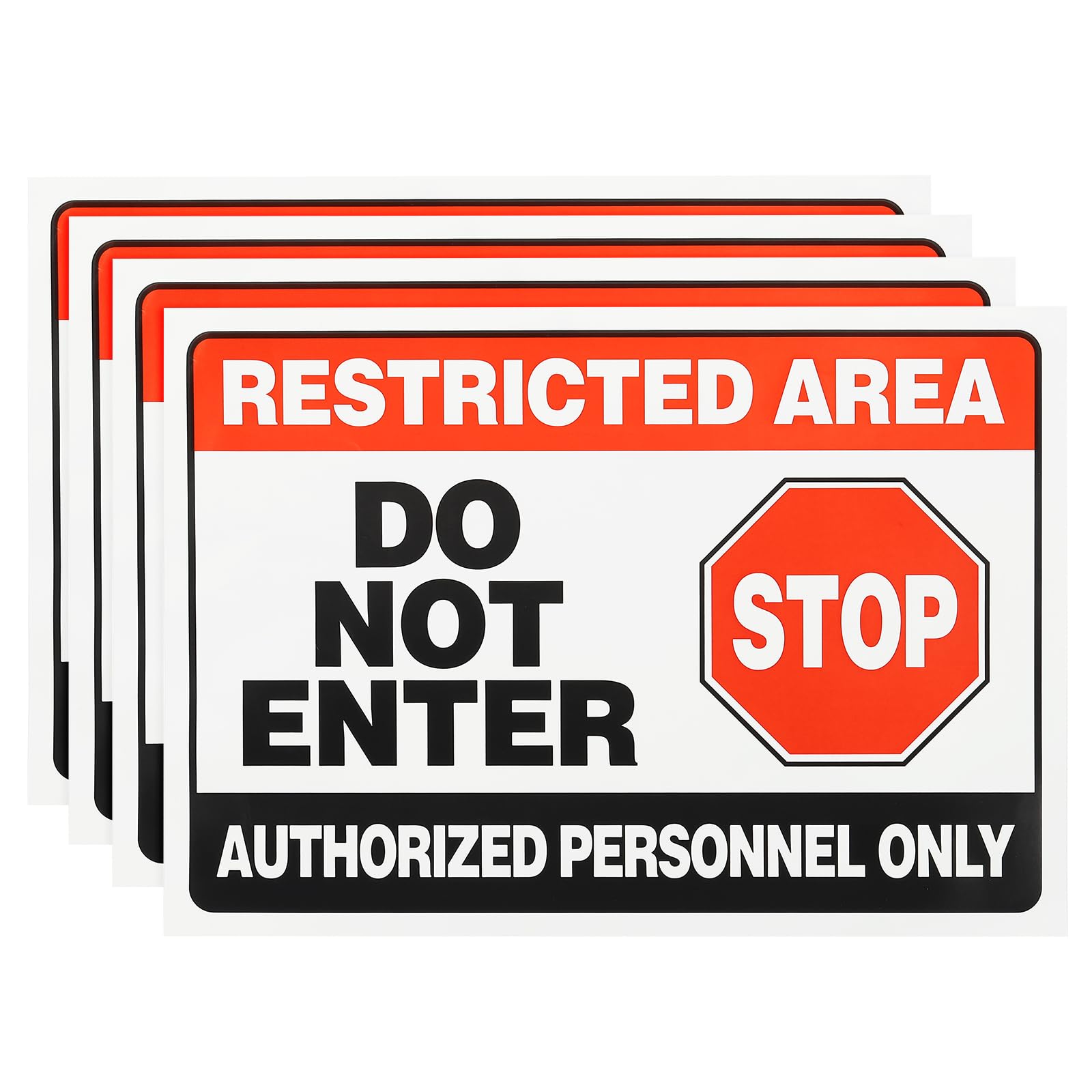 PATIKIL Restricted Area Do Not Enter Stickers 10 x 7 Inch, 4 Pack Authorized Personnel Only Signs for Indoor Outdoor Use