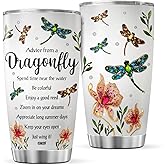 CUBICER Dragonfly Jewelry Style Tumblers Coffee Stainless Steel Tumbler 20 Oz Cup Mug Dragonfly Glasses Drinking Insulated Travel Mugs Dragonflies Gifts For Women On Birthday