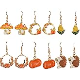 4-6Pairs Fall Thanksgiving Earrings Set for Women Autumn Earrings Set Pumpkin Turkey Maple Leaf Stud Earring Thanksgiving Jewelry
