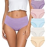 Altheanray Womens Underwear Cotton Panties for Women Bikini Underwear Soft Hipster Lace Breathable Ladies Briefs 5 Pack