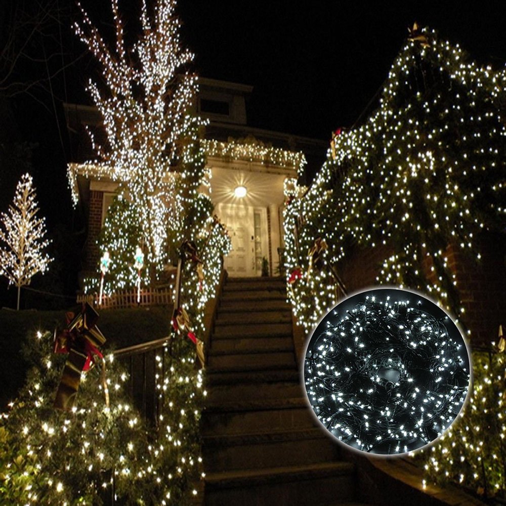 Solarmks Outdoor String Lights Solar Fairy Lights 220 Led ,77 ft 8 Modes Solar Lights Outdoor Waterproof Decorative Lights for Outdoor Fairy Garden, Christmas Solar Tree Lights (White)