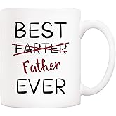 5Aup Fathers Day Christmas Gifts Funny Dad Coffee Mug from Child Daughter Son Kids, Best Father Ever Cups 11 Oz, Unique Birthday and Holiday Gifts for Dad Father