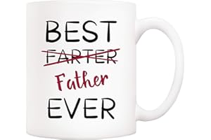 5Aup Fathers Day Christmas Gifts Funny Dad Coffee Mug from Child Daughter Son Kids, Best Father Ever Cups 11 Oz, Unique Birthday and Holiday Gifts for Dad Father
