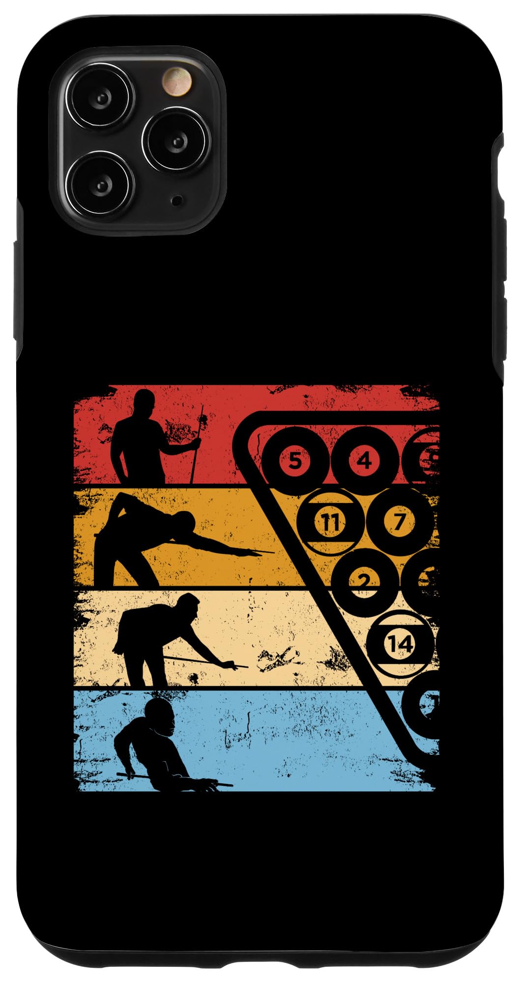iPhone 11 Pro Max Retro Graphic Pool Billiard Snooker Billard Cue 8-Ball Chalk Case
