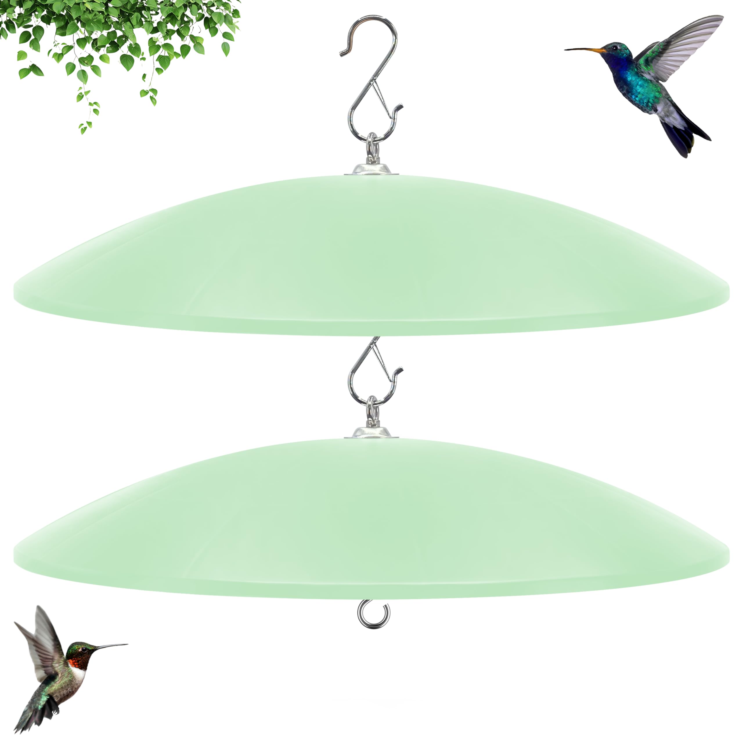 Photo 1 of 19" Extra Large Squirrel Baffle,Hummingbird Feeder Shade Dome Cover, Bird Feeder Rain Guard, Hanging Squirrel Proof for for Shepherd's Hook Outdoors(Grass Green) 2 Pack