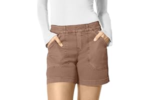 Slakkenreis Women Stretch Twill Shorts Summer Casual Bermuda Shorts Pull On Chino Shorts High Waisted Stretchy Jean Shorts