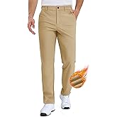 TACVASEN Winter Golf Pants for Men Fleece Lined Work Business Casual Dress Slacks Water Resistant Stretch Warm Trousers