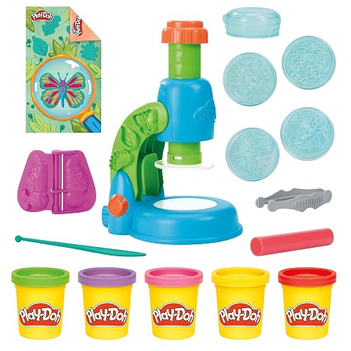 Play-Doh Light & Look Microscope Playset, Science Toy with Microscope, Tools & 5 Tubs, Creative Arts and Crafts for Kids (3+), Non-Toxic Modelling Compound, Great for Children Who Love Clay