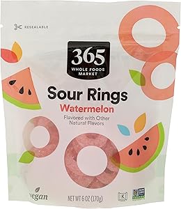 365 by Whole Foods Market, Sour Gummy Watermelon Rings, 6 Ounce