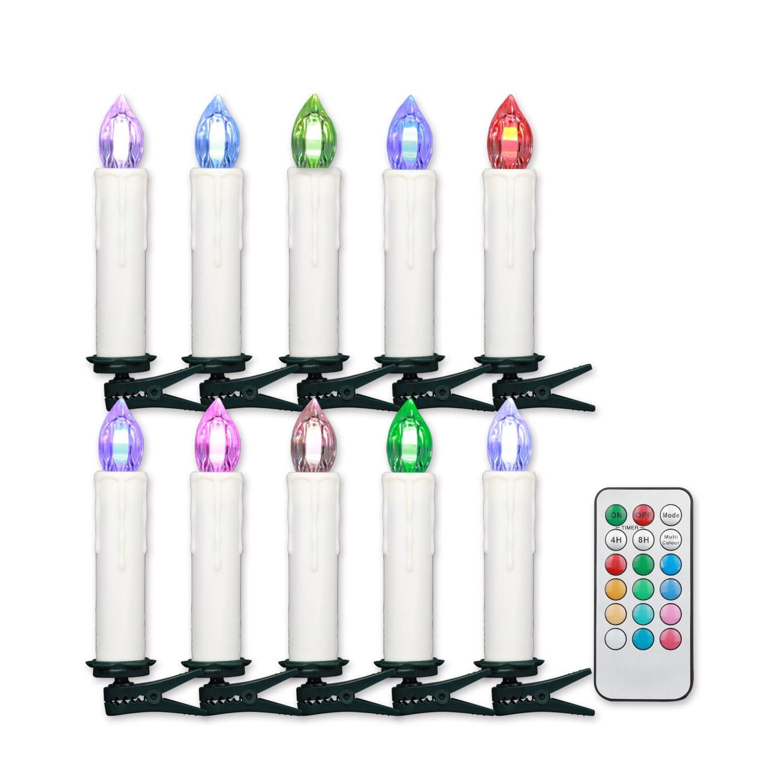 Jingrong Wireless LED Clip On Christmas Tree Candles Remote Control