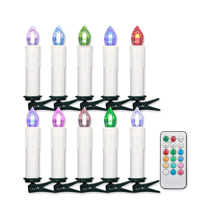 Jingrong Wireless LED Clip On Christmas Tree Candles Remote Control
