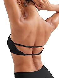 YEOREO Women Strapless Bandeau Sports Bra Padded