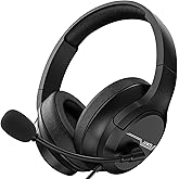 Gaming Headset for Xbox One, PS5, PS4, PC, Sega Game Gear and Other Devices with 3.5mm Audio Jack, Plug and Play, Gaming Headphones for Nintendo Switch with Clear Mic, Folding Design for Kids (Black)