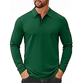 COOFANDY Mens Long Sleeve Polo Shirts Cotton Collared Shirts Casual Business Polo Classic Golf T Shirts