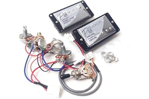 YUEMIYA ProBucker Alnico 2 Humbucker Pickups Set for Gibson Les Paul Pickups,Neck and Bridge Pickups with 2-Conductor Quick-Connect Terminals, 2V2T Wiring Harness, Vintage Tone Upgrade (Chrome)