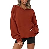 dowerme Women Oversized Sweaters 2026 Lantern Long Sleeve Drop Shoulder Chunky Knit Hooded Pullover Sweater with Pocket