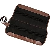 US Art Supply 72 Slot Pencil Canvas Folding Roll-Up Pencil Holder - Size: 19.3" x 15.3"