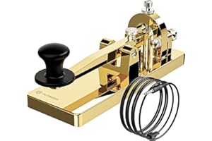 PUTIKEEG CW Telegraph - Heavy Duty Stainless Steel Classical Morse Code Key, Shortwave Radio Ham Send Telegram Practice Oscillator Straight Key (Gold)