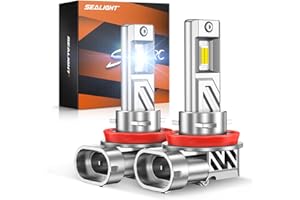 SEALIGHT H9 / H8 / H11 LED Bulb for Fog Light and Powersports Headlights, 800% 44,000 Lumens Super Bright 6500K White Light, Plug and Play, 2 Pack