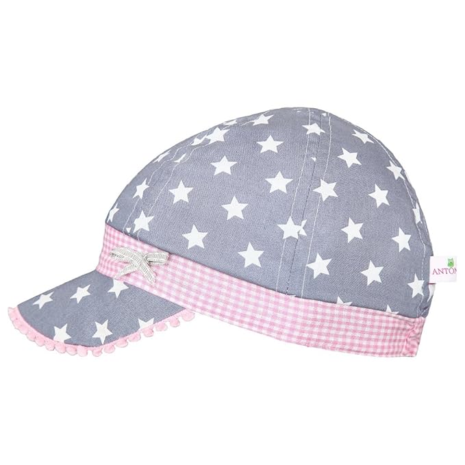 Anton & Sophie Graue Sommerkappe für Coole Mädchen - WÄCHST Lange MIT - Made in Germany - 100% Baumwolle