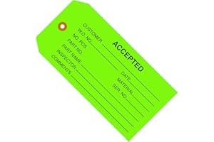 Partners Brand PG20021 Inspection Tags, "Accepted", 4 3/4" x 2 3/8", Green (Pack of 1000)