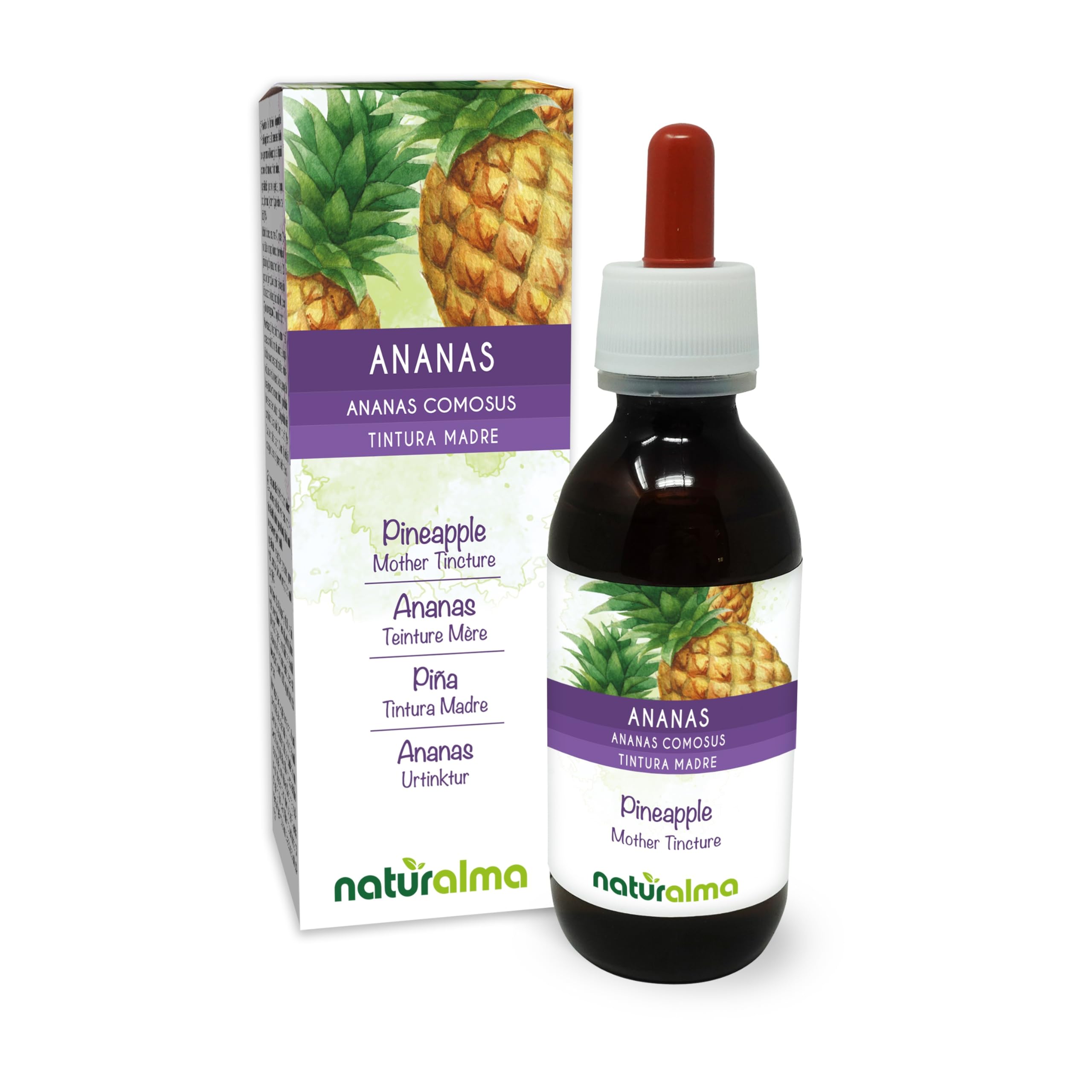 Pineapple (Ananas comosus or Ananas sativus) Fruit Stems Alcohol-Free Mother Tincture Naturalma - Liquid Extract Drops 100 ml - Food Supplement - Vegan